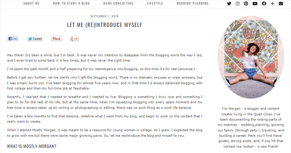 screenshot of a blog post